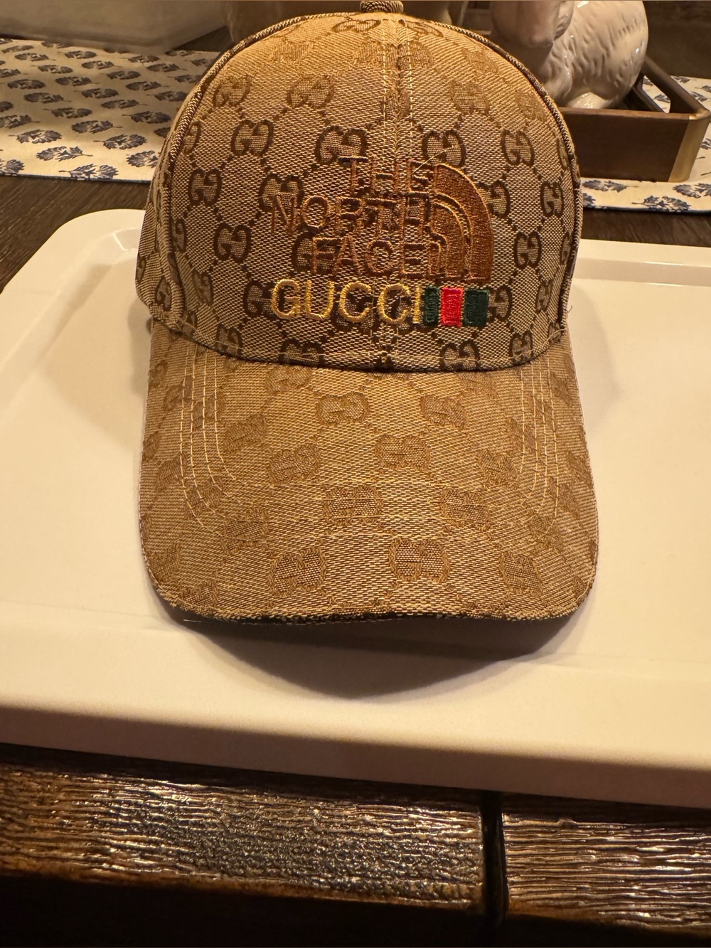 The North Face x Gucci Tan Monogram Baseball Cap